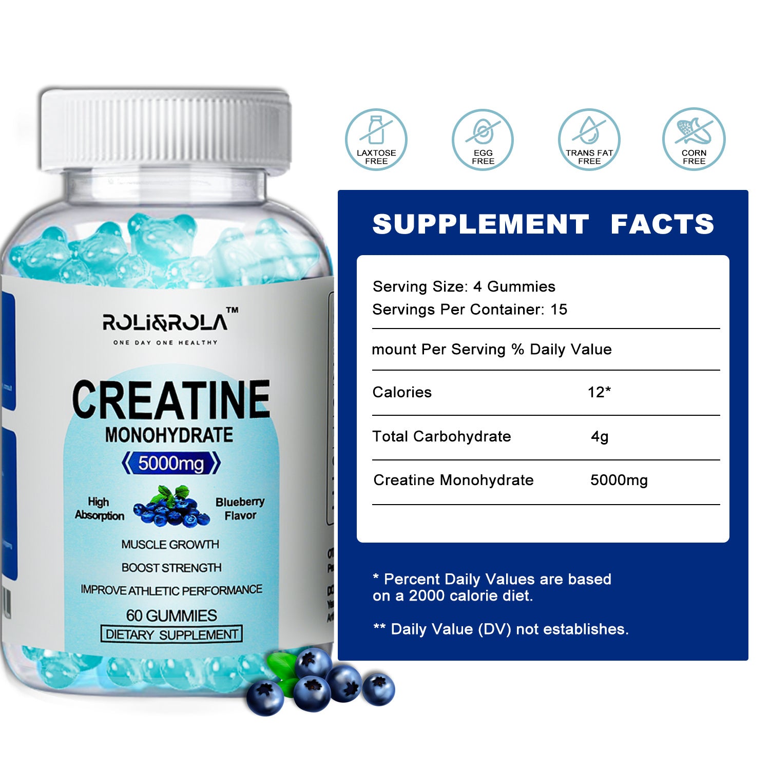 Creatine Gummies Delicious Blueberry High Strength 60'2 x 2 Bottles - Mind Your Own Fitness